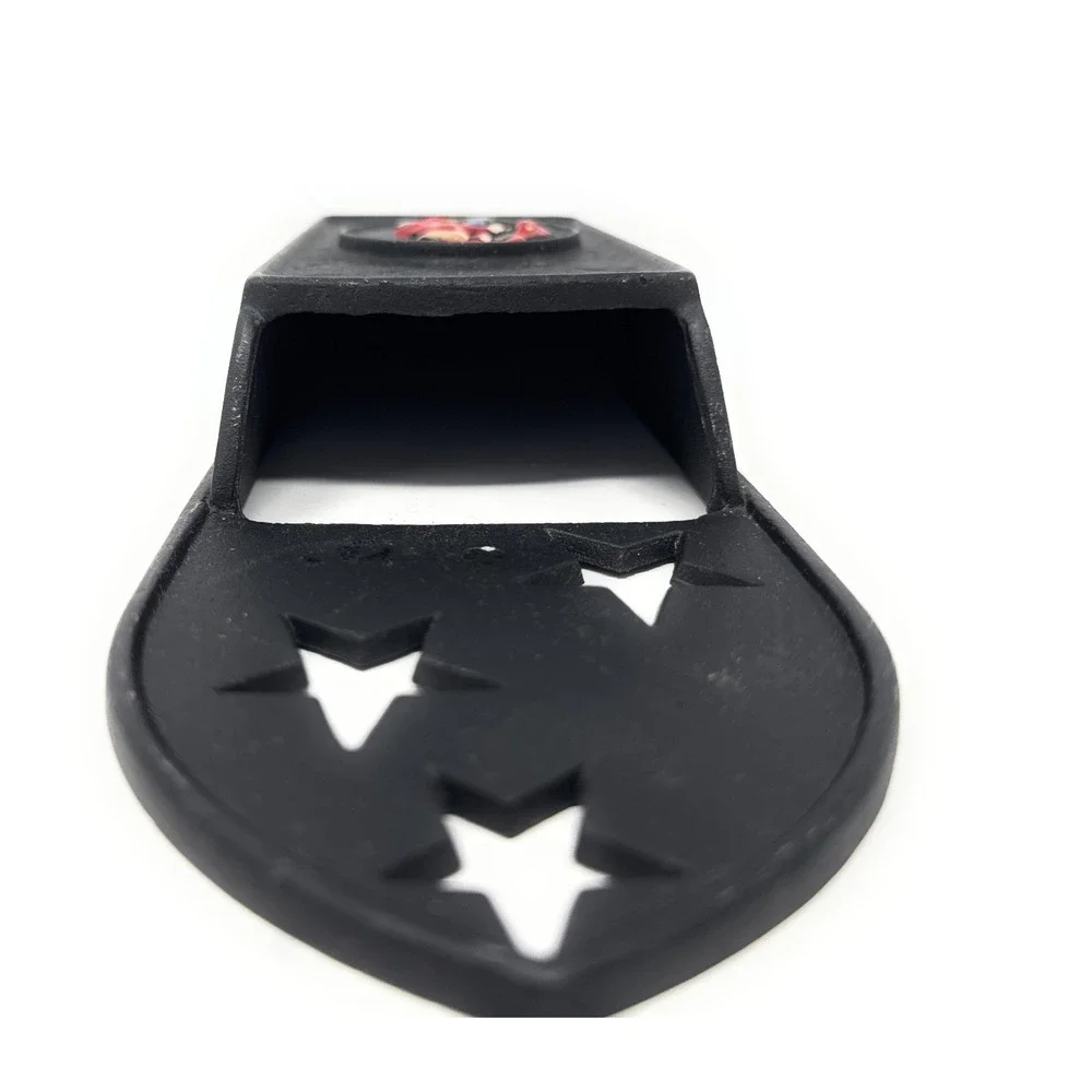 Vintage‎ EMIC Black Cast Iron Match Holder  w/Cut Out Stars Hangable